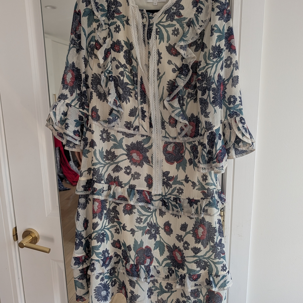 Mikael Aghal Multicolor Floral Long Sleeve Dress